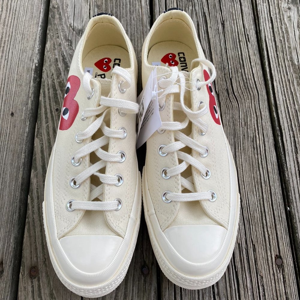 NWT Converse x COMME des GARCONS PLAY Chuck 70 White Low, Mens 7 Womens 9